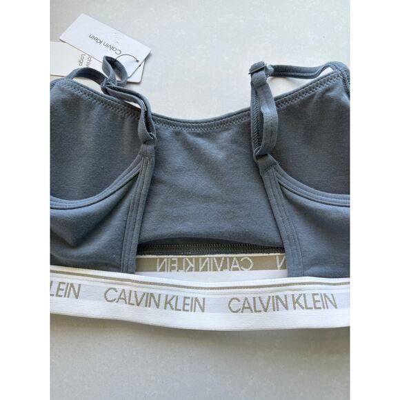 Calvin Klein Women's Archive Logo Lightly Lined Bralette Blue Size Small - Picture 8 of 8